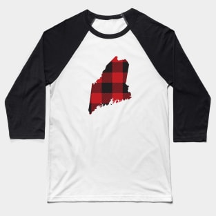 Maine State Flannel Plaid Design Baseball T-Shirt